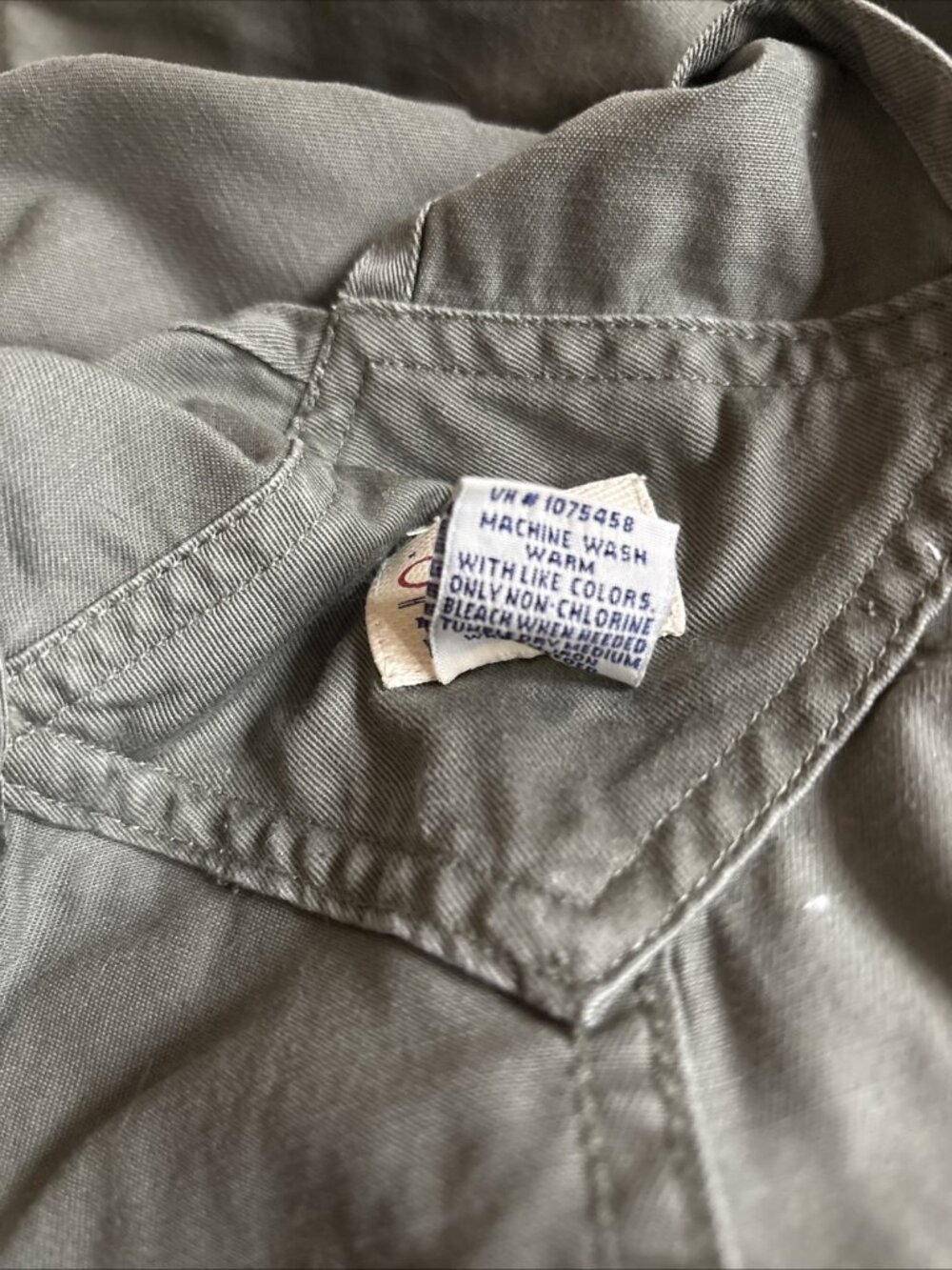 Women’s Vintage Khaki Short Bib Overalls Cherokee Size Large Vintage Cargo PKT - Picture 10 of 10